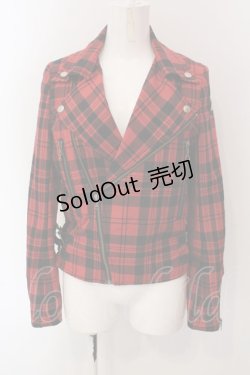 画像1: HYSTERIC GLAMOUR / ダブルライダースジャケット F レッド O-25-03-10-015-PU-JA-OW-OS