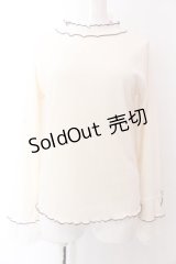 axes femme / 袖レース配色メローリブプルオーバー M アイボリー O-25-03-12-034-AX-TO-IG-OS
