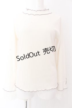 画像1: axes femme / 袖レース配色メローリブプルオーバー M アイボリー O-25-03-12-034-AX-TO-IG-OS