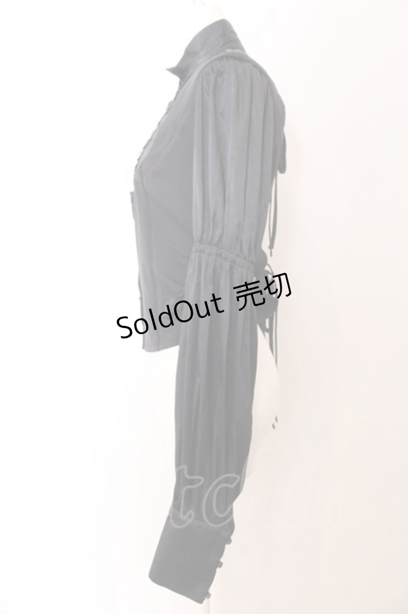 画像3: alice auaa / ストレッチ切り替えバックオープンフリルブラウス  ブラック O-25-03-12-038-AA-BL-IG-OS (3)