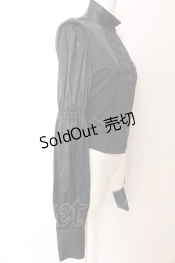 画像4: alice auaa / ストレッチ切り替えバックオープンフリルブラウス  ブラック O-25-03-12-038-AA-BL-IG-OS