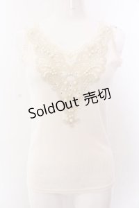 axes femme / ラメ刺繍タンクトップ M アイボリー O-25-03-12-042-AX-TO-IG-OS