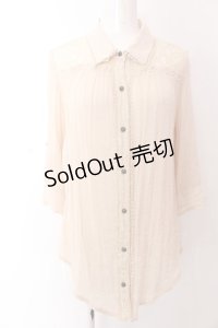 axes femme / レース切替ワッシャーブラウス M ベージュ O-25-03-12-045-AX-BL-IG-OS