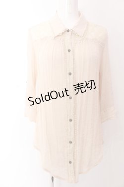 画像1: axes femme / レース切替ワッシャーブラウス M ベージュ O-25-03-12-045-AX-BL-IG-OS