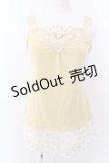 axes femme / 花柄チュールレース使いタンク M イエロー O-25-03-12-046-AX-TO-IG-OS