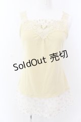 axes femme / 花柄チュールレース使いタンク M イエロー O-25-03-12-046-AX-TO-IG-OS