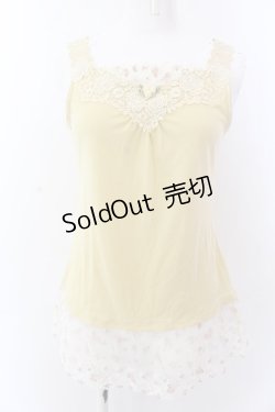 画像1: axes femme / 花柄チュールレース使いタンク M イエロー O-25-03-12-046-AX-TO-IG-OS