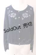axes femme / ローズ透かしカーディガン M ネイビー O-25-03-12-049-AX-TO-IG-OS