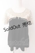 axes femme / ローズレーススリーブAラインTシャツ M クロ O-25-03-12-050-AX-TO-IG-OS