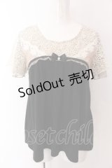 axes femme / ローズレーススリーブAラインTシャツ M クロ O-25-03-12-050-AX-TO-IG-OS