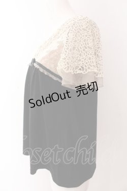 画像2: axes femme / ローズレーススリーブAラインTシャツ M クロ O-25-03-12-050-AX-TO-IG-OS
