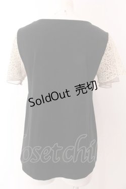 画像4: axes femme / ローズレーススリーブAラインTシャツ M クロ O-25-03-12-050-AX-TO-IG-OS