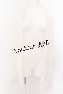 画像1: axes femme / フレームネコ柄レースストール  キナリ O-25-03-12-073-AX-ZA-OW-OS
