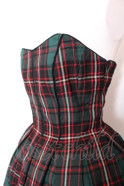 画像2: Jane Marple / ウールタータンヴィクトリアンエンブロイダリーのビスチェドレス M グリーン O-25-03-12-009-JM-OP-OW-ZT0430