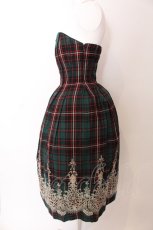 画像4: Jane Marple / ウールタータンヴィクトリアンエンブロイダリーのビスチェドレス M グリーン O-25-03-12-009-JM-OP-OW-ZT005 (4)