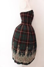 画像5: Jane Marple / ウールタータンヴィクトリアンエンブロイダリーのビスチェドレス M グリーン O-25-03-12-009-JM-OP-OW-ZT005 (5)