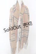 【SALE】NieR CLOTHING / パッチ付き大判ストールマフラー【ブラウンチェック】  ベージュ O-25-03-13-1010-PU-ZA-IG-ZTK016