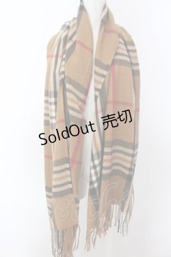 画像1: 【SALE】NieR CLOTHING / パッチ付き大判ストールマフラー【ブラウンチェック】  ベージュ O-25-03-13-1010-PU-ZA-IG-ZTK016