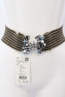 画像2: axes femme / マリンモチーフ麻調ゴムベルト  ブラウン O-25-03-13-1012-AX-BL-OW-ZT-K016