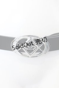 REFLEM / Thorn eyeロゴレザーベルト 2（メンズサイズ） ブラック×シルバー O-25-03-13-1018-PU-ZA-OW-ZT-CL001