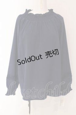 画像1: axes femme / シャーリングスタンドブラウス F ネイビー O-25-03-13-012-AX-BL-OW-OS