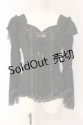 Ozz oneste / スクエアネック姫袖ブラウス  ブラック O-25-03-13-026-OO-BL-IG-OS