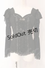 Ozz oneste / スクエアネック姫袖ブラウス  ブラック O-25-03-13-026-OO-BL-IG-OS