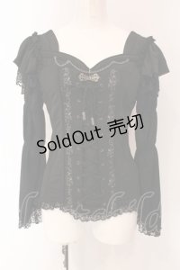Ozz oneste / スクエアネック姫袖ブラウス  ブラック O-25-03-13-026-OO-BL-IG-OS