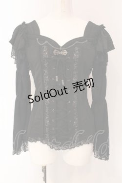 画像1: Ozz oneste / スクエアネック姫袖ブラウス  ブラック O-25-03-13-026-OO-BL-IG-OS