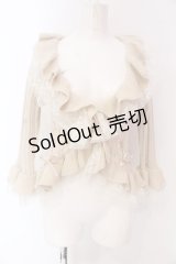 axes femme / フリル襟編み上げニットボレロ M ベージュ O-25-03-17-037-AX-TO-IG-OS