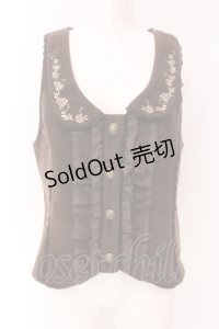axes femme / 刺繍入りふわふわベスト  ブラウン O-25-03-17-039-AX-TO-IG-OS
