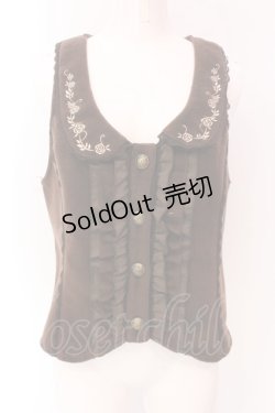 画像1: axes femme / 刺繍入りふわふわベスト  ブラウン O-25-03-17-039-AX-TO-IG-OS