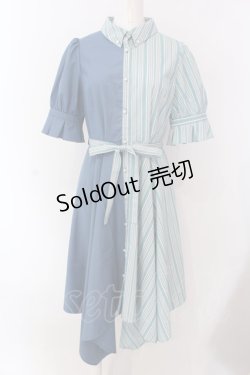 画像1: axes femme / ストライプ切替ワンピース  サックス O-25-03-17-045-AX-OP-IG-OS