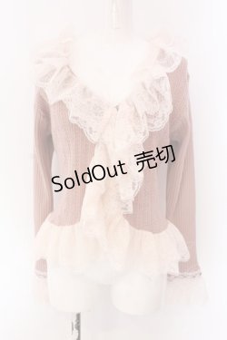 画像1: axes femme / レースフリルニットボレロ F ピンク O-25-03-17-067-AX-TO-OW-OS