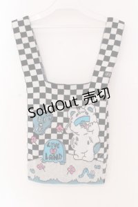 LAND by MILKBOY / ラブ&ベア ニットバッグ  ブラック×ホワイトマルチ O-25-03-17-068-MB-BG-IG-OS