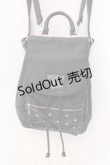WORLD WIDE LOVE！(Rydia) / スタッズポケット合皮リュック  ブラック O-25-03-17-073-PU-BG-IG-ZT-K021