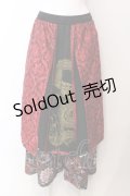 Qutie Frash / 和柄ワイドパンツ  レッド O-25-03-17-008-QU-PA-IG-OS