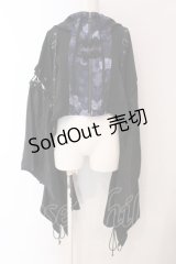 Qutie Frash / 和柄ショートカーデ  ブラック×ブルー O-25-03-17-016-QU-TO-OW-OS