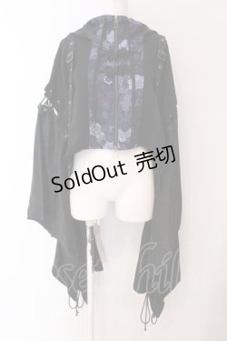 画像1: Qutie Frash / 和柄ショートカーデ  ブラック×ブルー O-25-03-17-016-QU-TO-OW-OS