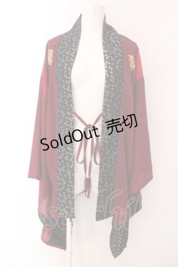 画像1: Qutie Frash / 肩メッシュ切替着物カーディガン  レッド O-25-03-17-019-QU-TO-OW-OS