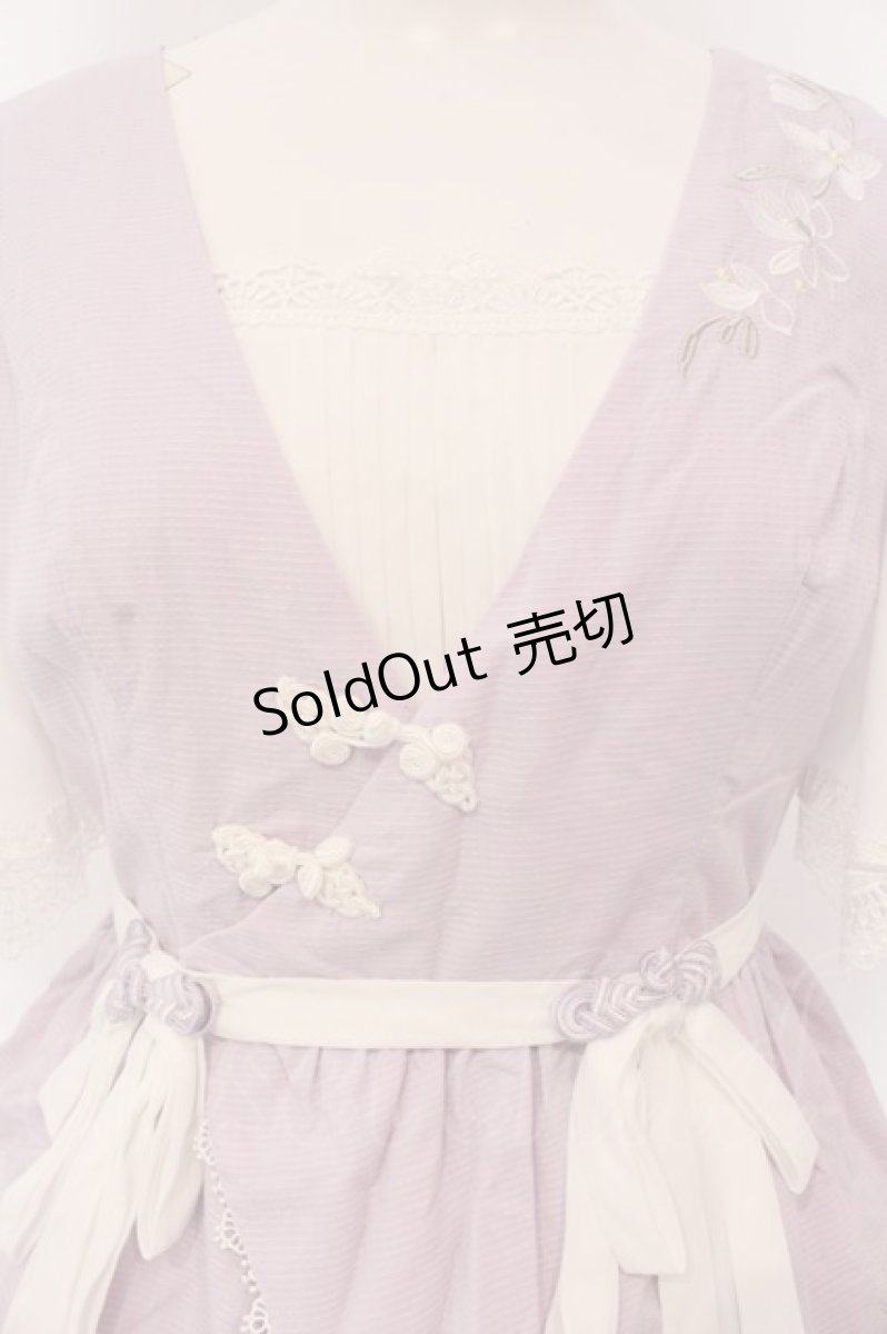画像2: 【SALE】南柯 （海外ロリィタ） / チャイナボタン刺繍ジャンパースカート ブラウスワンピースセット S ラベンダー×シロ O-25-03-18-002-LO-OP-IG-ZT024 (2)