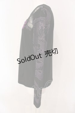 画像2: Qutie Frash / チャイナカットソー  ブラック×パープル O-25-03-20-1003-QU-TO-OW-ZY