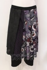 Qutie Frash / 8分丈ハカマパンツ  パープル×ブラック O-25-03-20-1028-QU-PA-IG-ZY