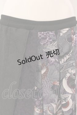 画像2: Qutie Frash / 8分丈ハカマパンツ  パープル×ブラック O-25-03-20-1028-QU-PA-IG-ZY