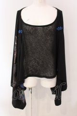 Qutie Frash / 気楡茶閃洸 ボートネックポンチョ  ブラック×ブルー O-25-03-20-1004-QU-TO-IG-ZY