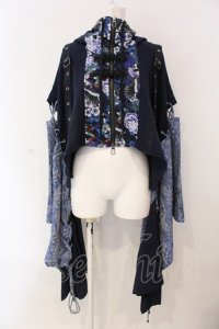 Qutie Frash / 和柄ショートカーデ  ブルー O-25-03-20-1012-QU-TO-OW-ZY