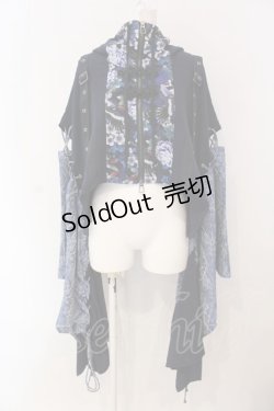 画像1: Qutie Frash / 和柄ショートカーデ  ブルー O-25-03-20-1012-QU-TO-OW-ZY