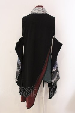 画像4: Qutie Frash / 袖セパレート着物カーデ  ブラック×グリーン×ワイン O-25-03-20-1015-QU-TO-IG-ZY