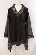 Qutie Frash / 着物カットソー  ブラウン O-25-03-20-1016-QU-TO-OW-ZY
