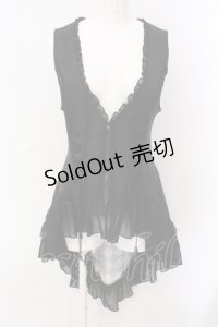 Qutie Frash / ダイヤリボンベスト  ブラック×ホワイト O-25-03-20-1019-QU-TO-IG-ZY